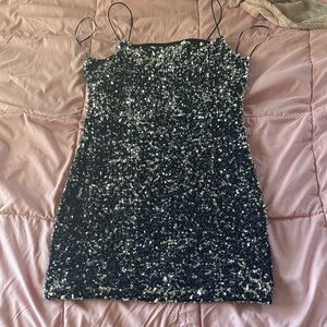 Black Sequin Mini Dress